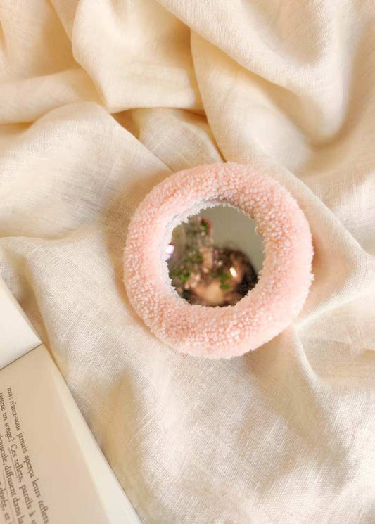 Miroir main tufté - fleur rose