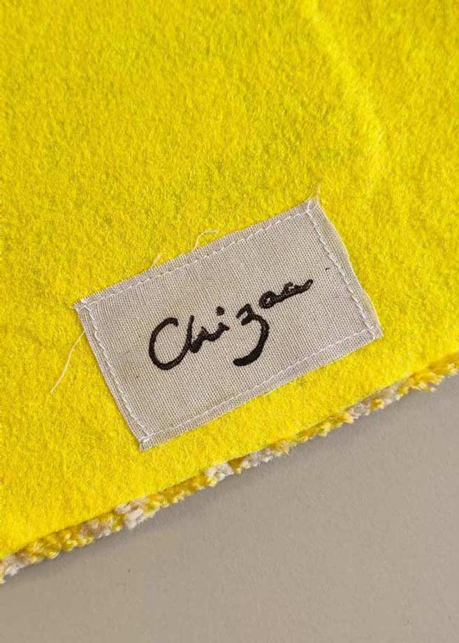 Miroir tufté - pied-de-poule jaune