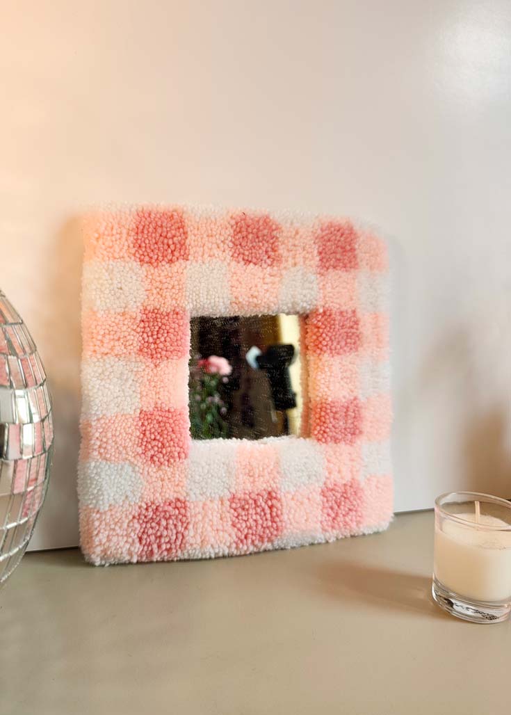 Miroir tufté - vichy rose