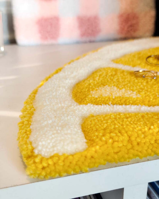 Petit tapis d’angle tufté - citron