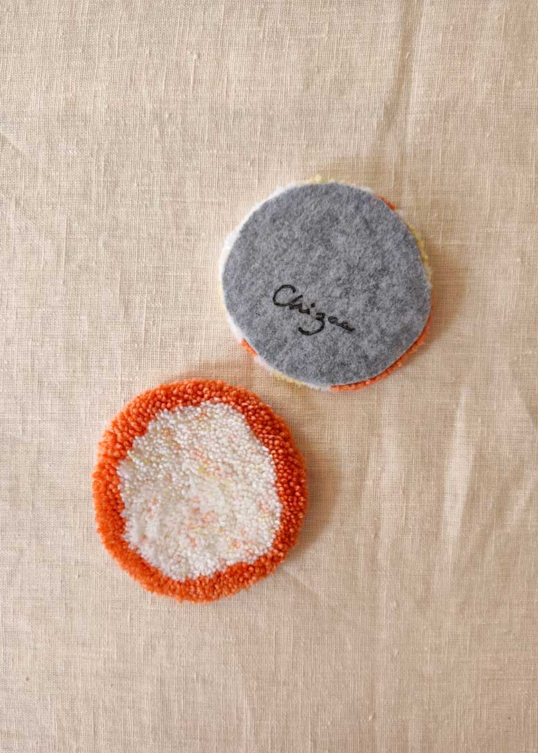 Sous-tasses tuftés en duo - orangés