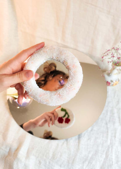 Miroir main tufté - cerises