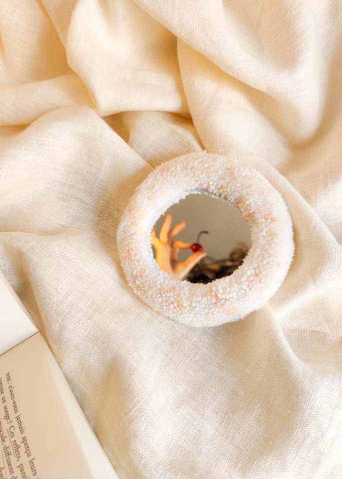 Miroir main tufté - cerises