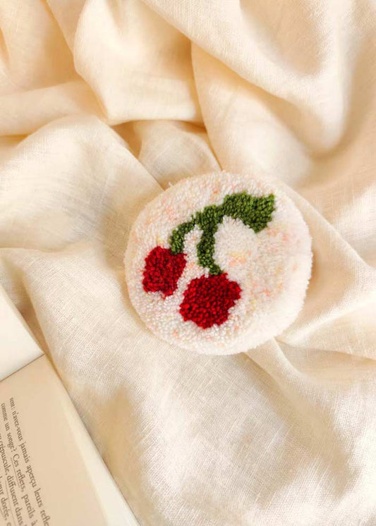 Miroir main tufté - cerises