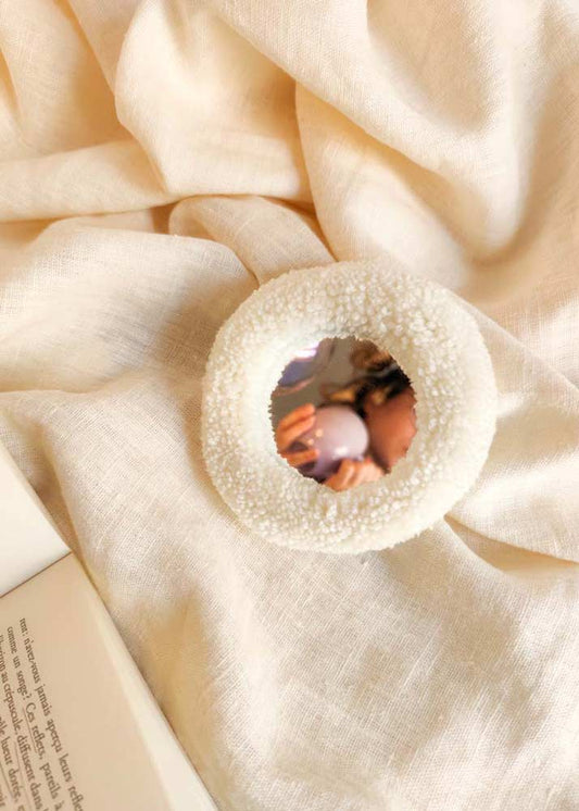 Miroir main tufté - trèfle porte bonheur