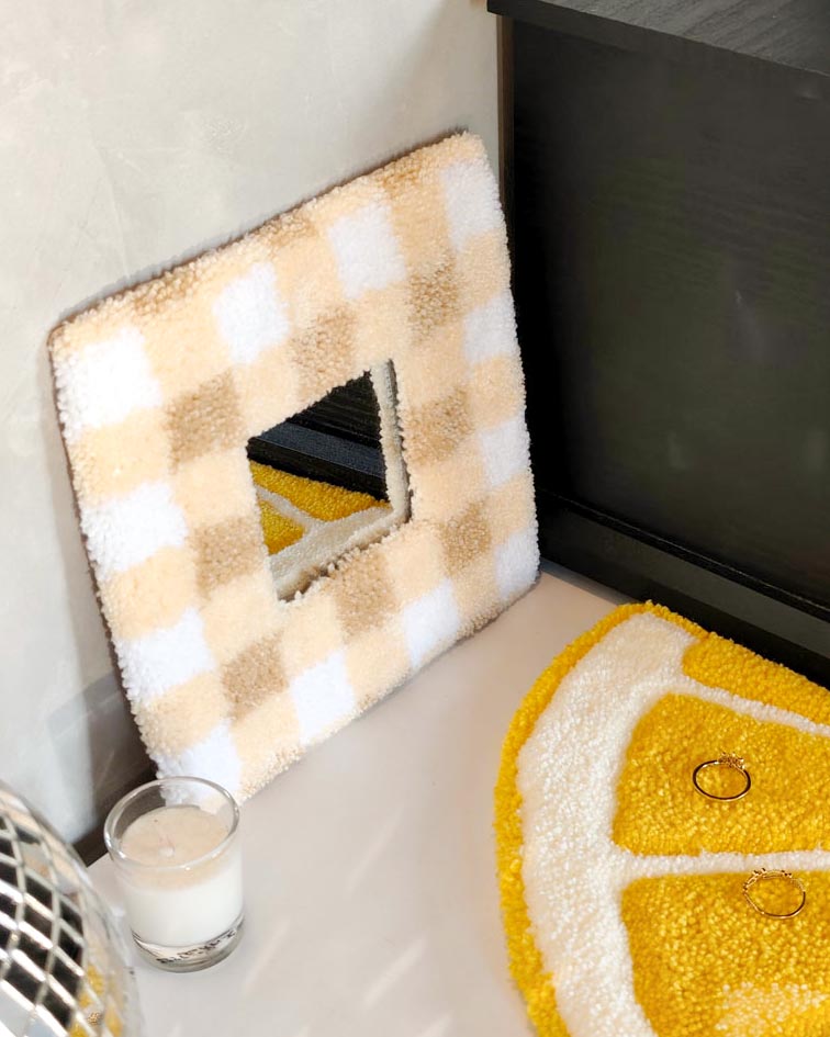 Miroir tufté - vichy beige