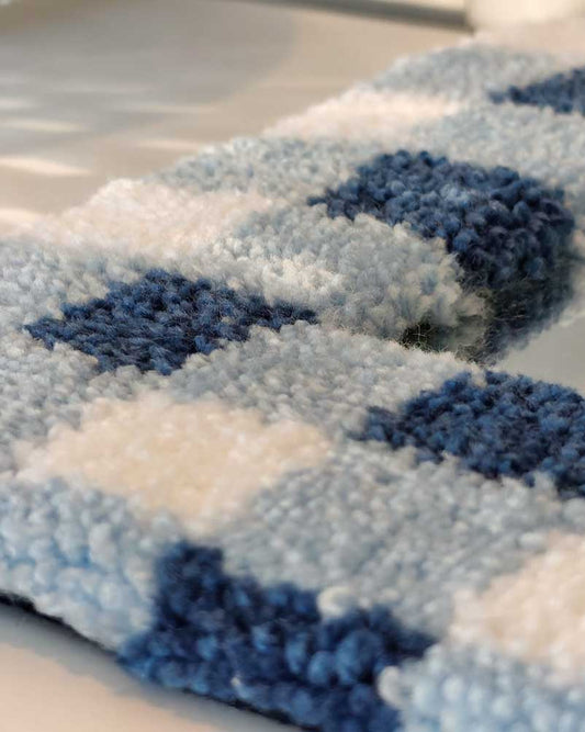 Miroir tufté - vichy bleu