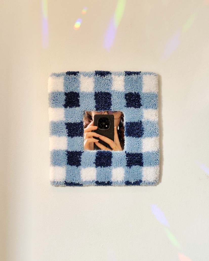 Miroir tufté - vichy bleu