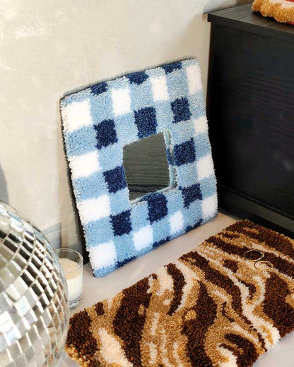 Miroir tufté - vichy bleu