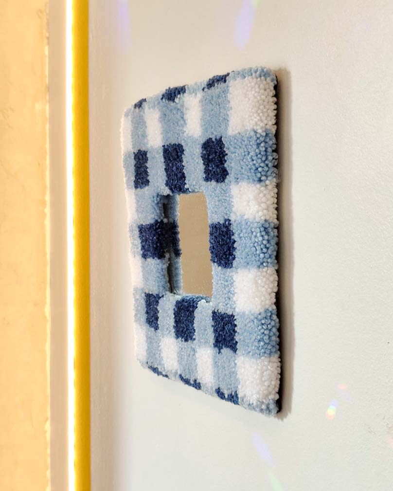 Miroir tufté - vichy bleu