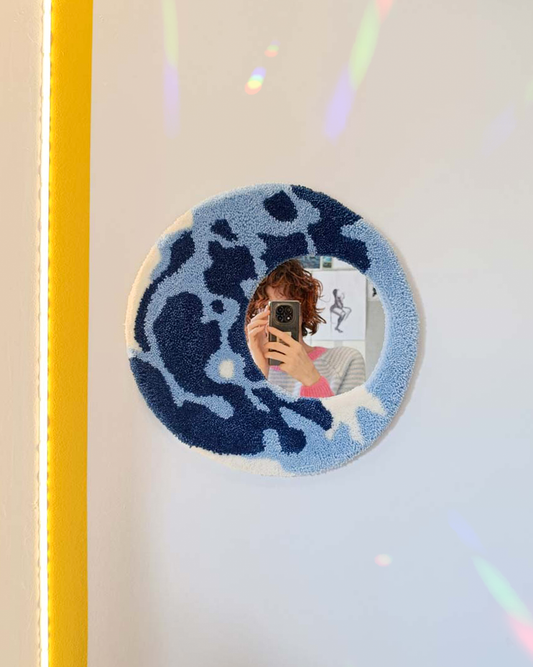 Grand miroir tufté - lune bleue