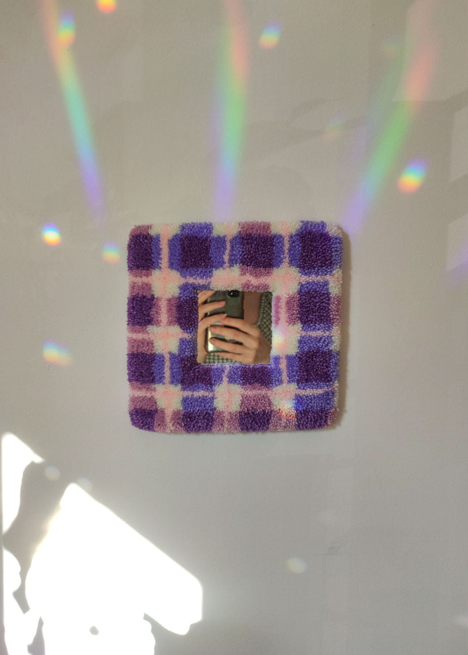 Miroir tufté violet - motif madras