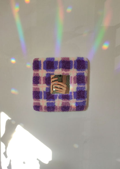 Miroir tufté violet - motif madras