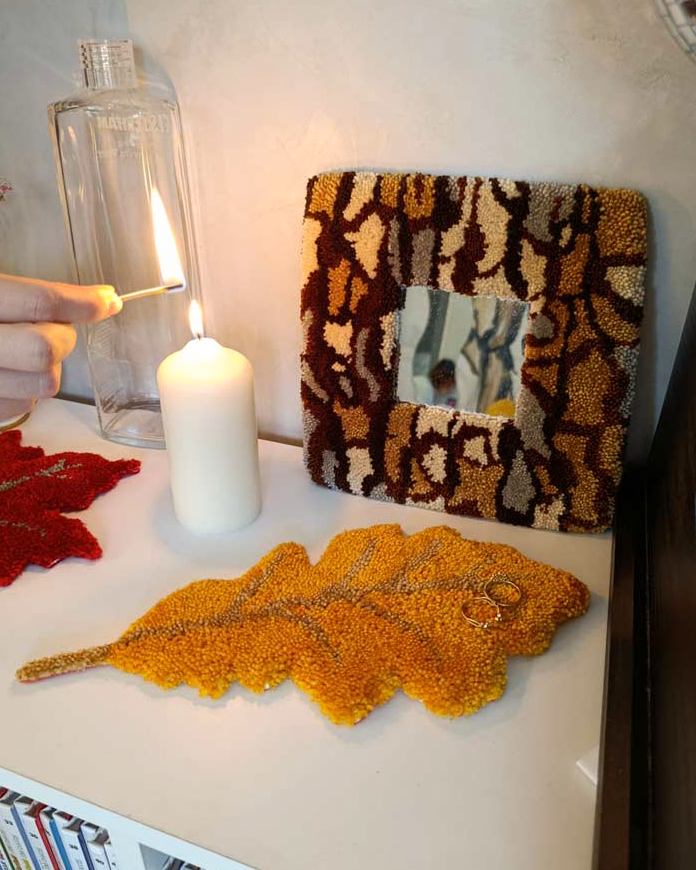 Miroir tufté - motif écorce