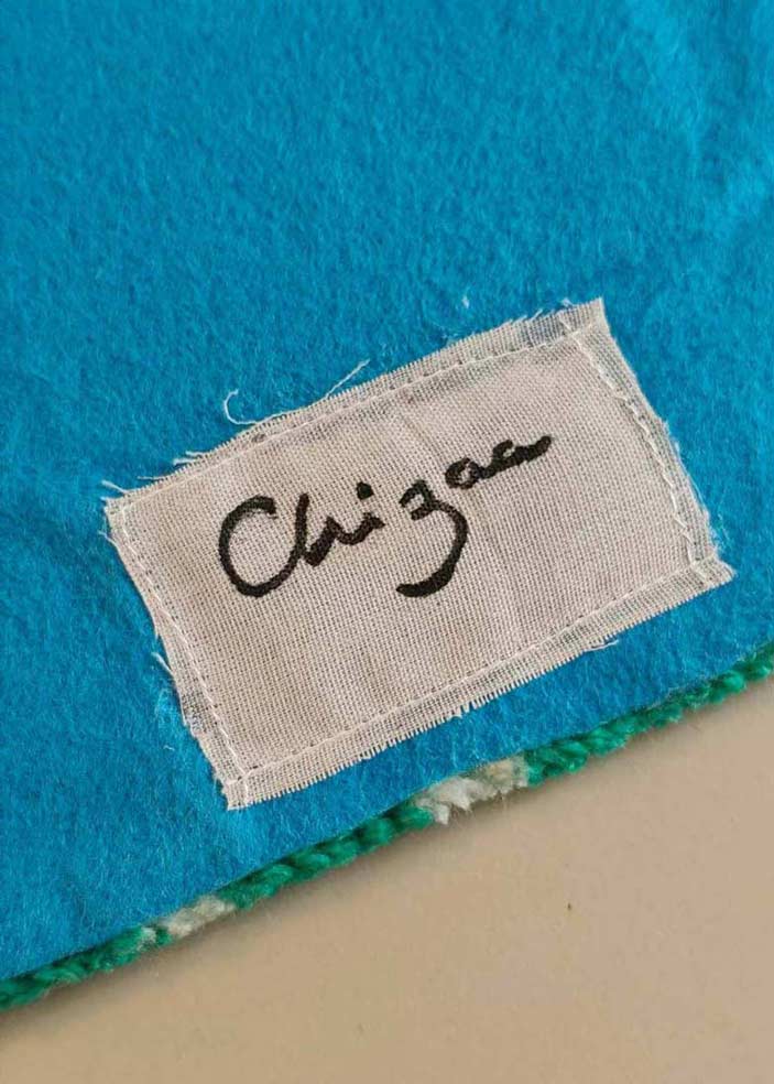 Miroir tufté - pied-de-poule turquoise