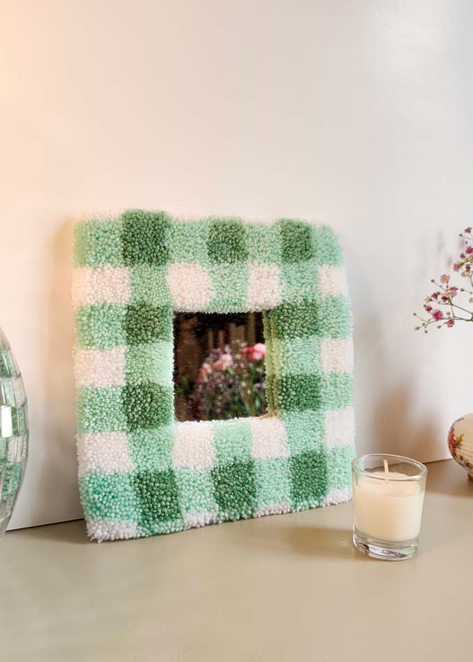 Miroir tufté - vichy turquoise