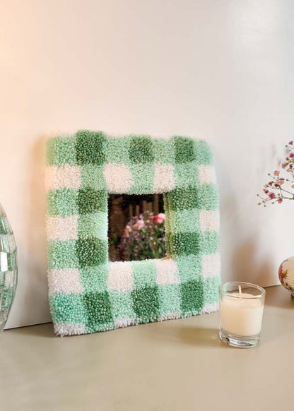 Miroir tufté - vichy turquoise