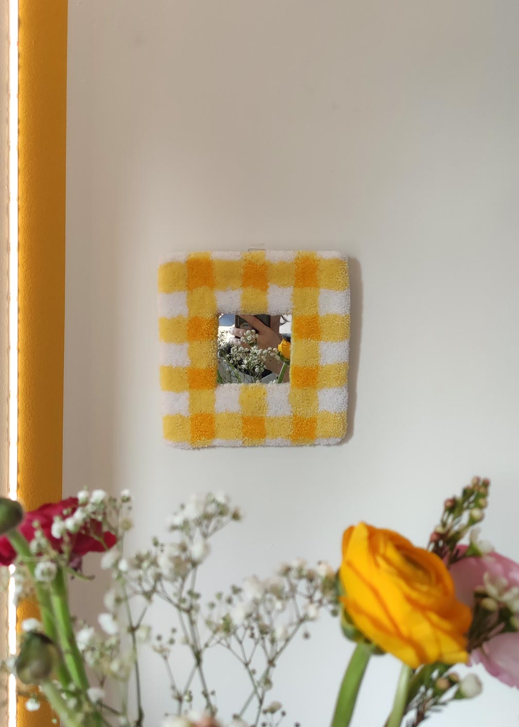 Miroir tufté - vichy jaune
