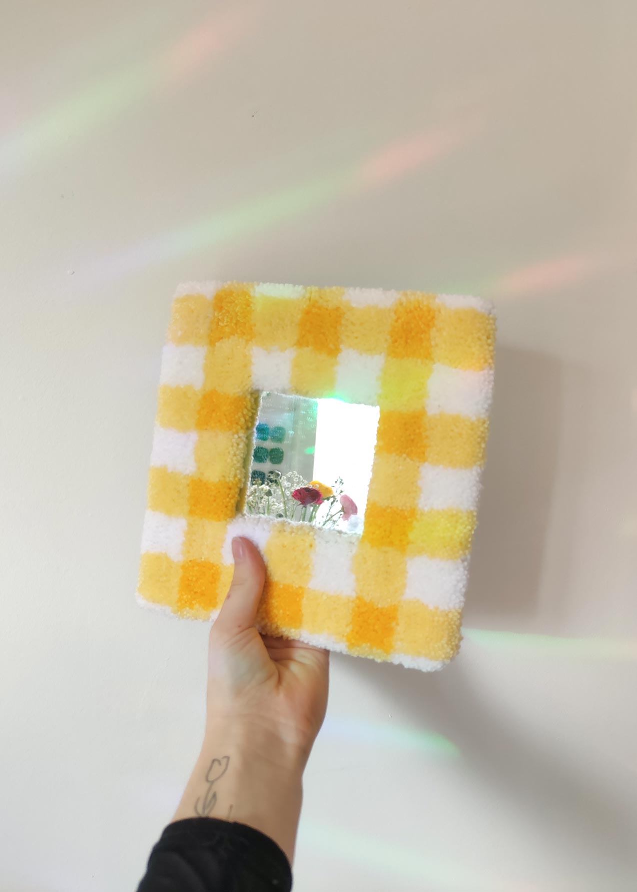 Miroir tufté - vichy jaune