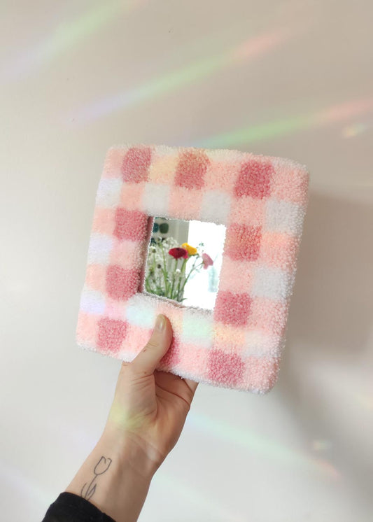 Miroir tufté - vichy rose