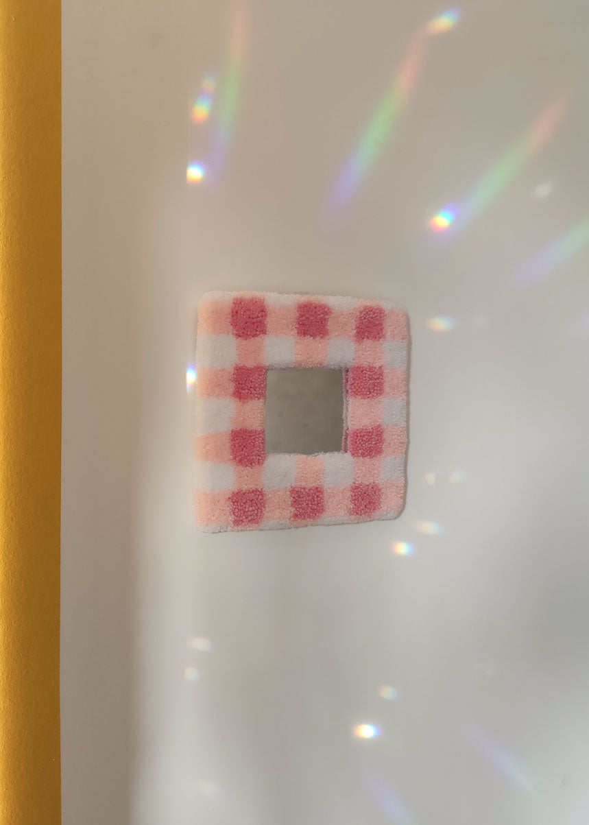Miroir tufté - vichy rose