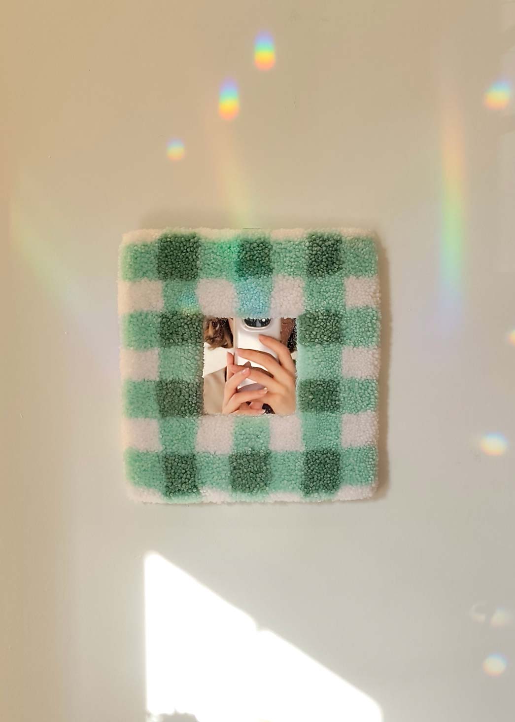 Miroir tufté - vichy turquoise