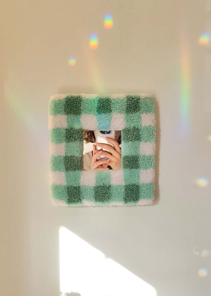 Miroir tufté - vichy turquoise