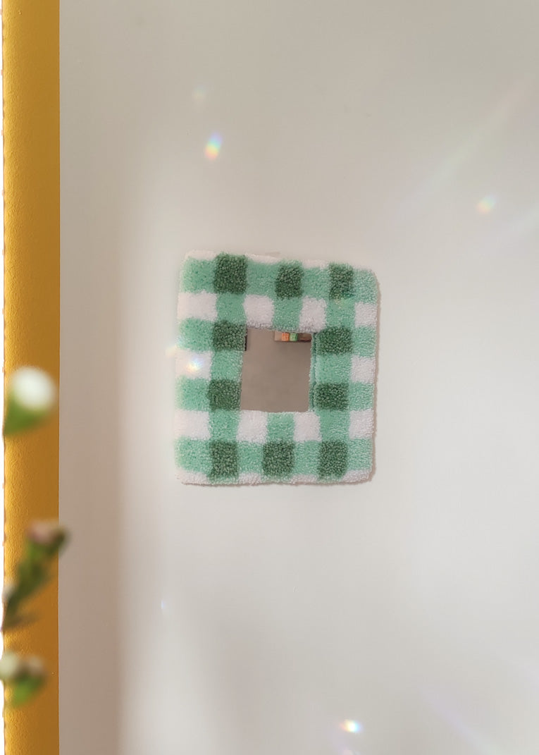 Miroir tufté - vichy turquoise