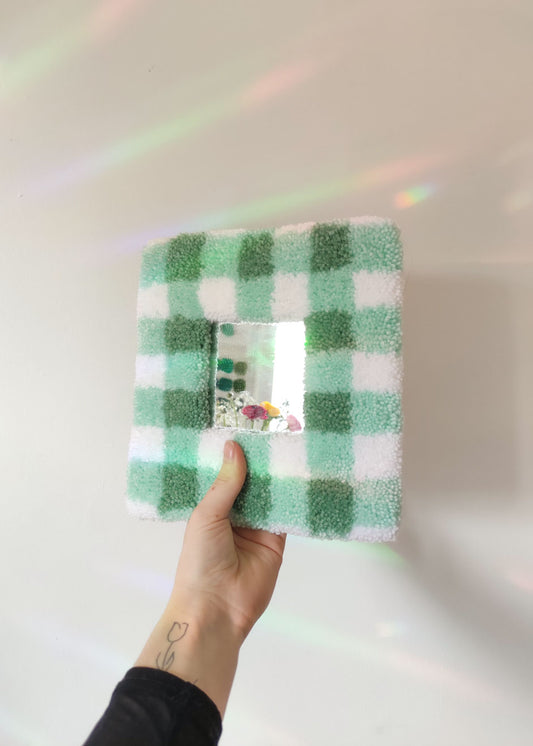 Miroir tufté - vichy turquoise