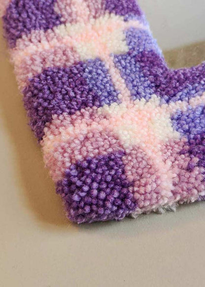 Miroir tufté violet - motif madras