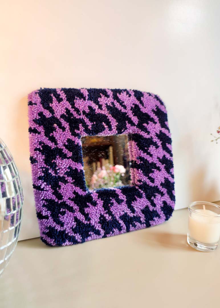 Miroir tufté - pied-de-poule violet