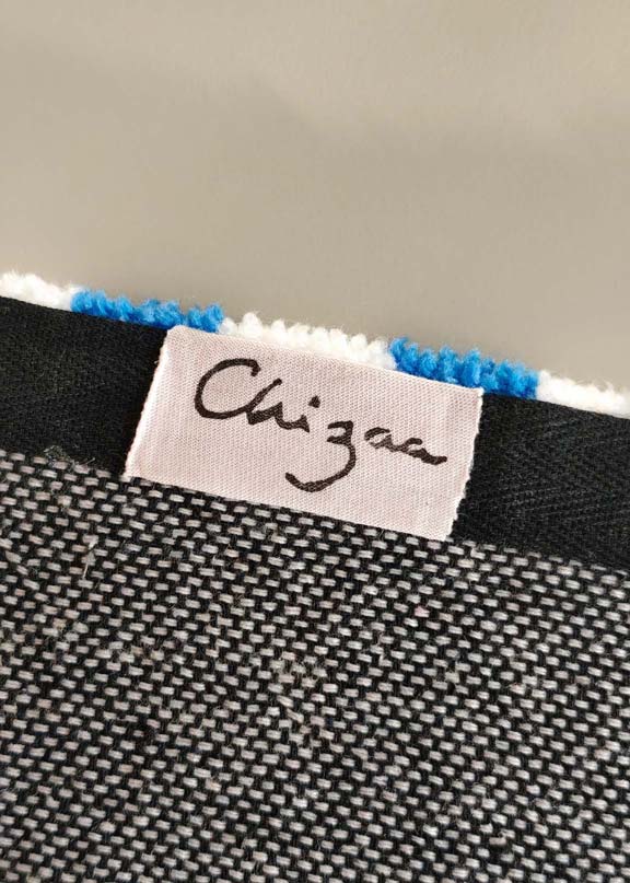 Petit tapis tufté - motif vichy bleu