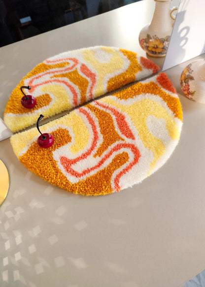 Petit tapis tufté demi-cercle - abstrait