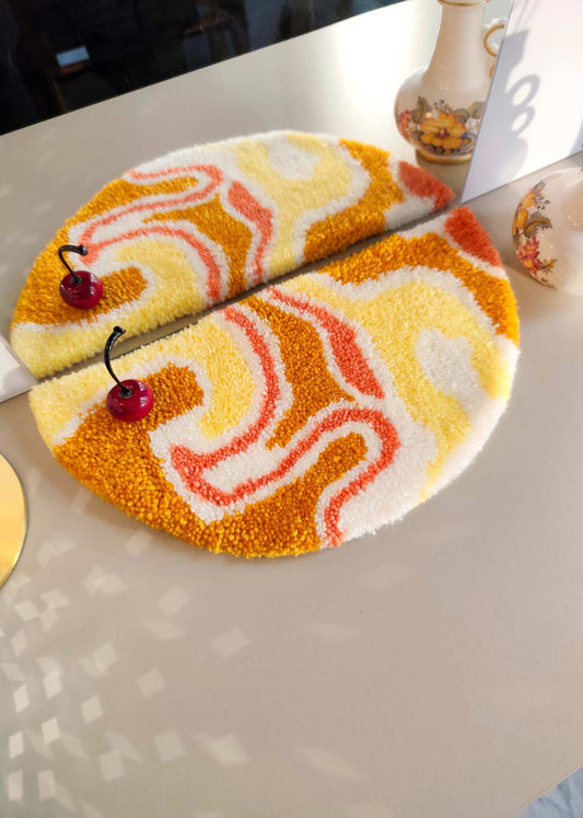 Petit tapis tufté demi-cercle - abstrait
