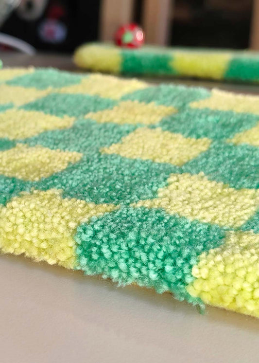 Petit tapis tufté - damier vert