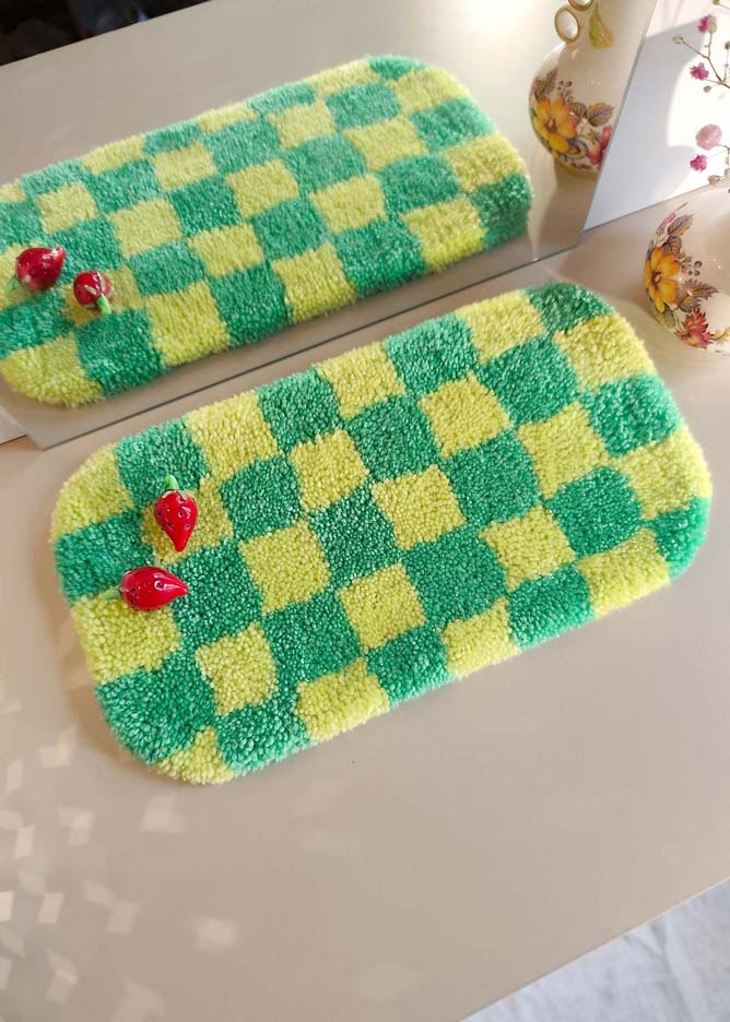 Petit tapis tufté - damier vert