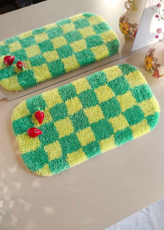 Petit tapis tufté - damier vert