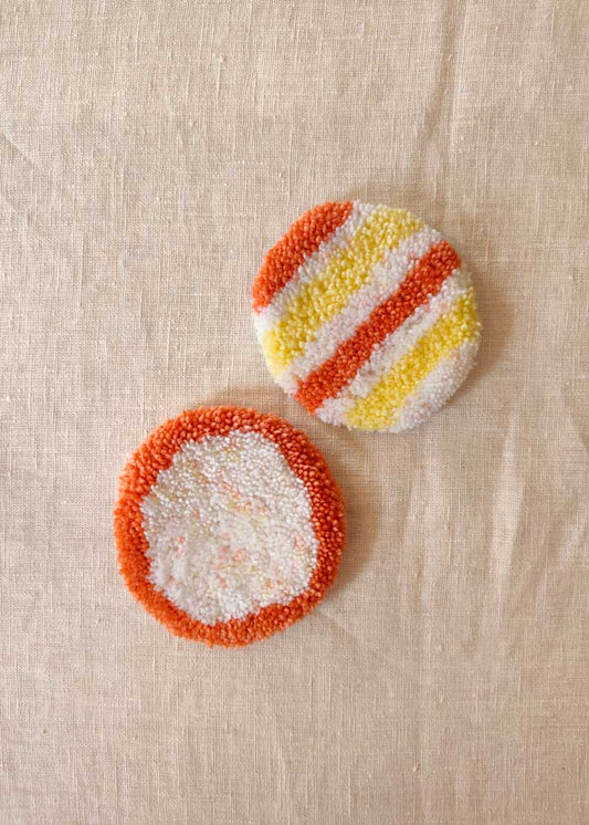 Sous-tasses tuftés en duo - orangés