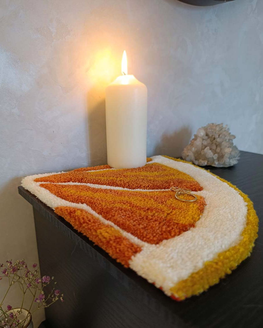 Petit tapis d’angle tufté - orange confite